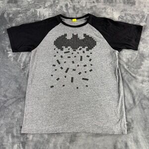 LEGO Batman Movie Raglan T-Shirt Gray Black Short Sleeve Graphic‎ Size M